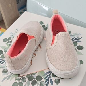 Cat & Jack Cream and Pink Kids Slip-On Sneakers